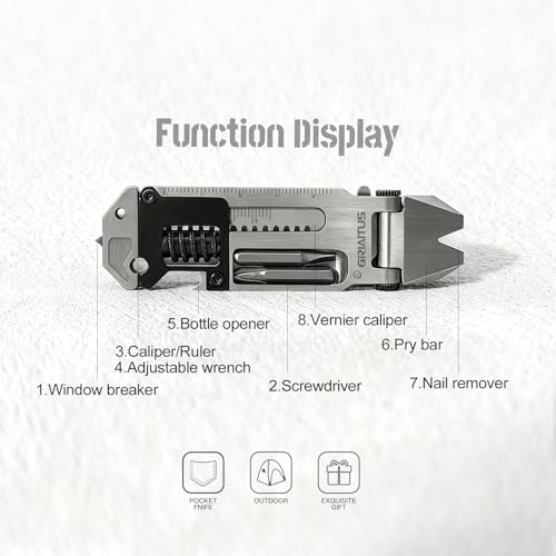 EDC Gear Pry Bar EDC 7 in 1 Multitool with Keychain, Bottle Opener,