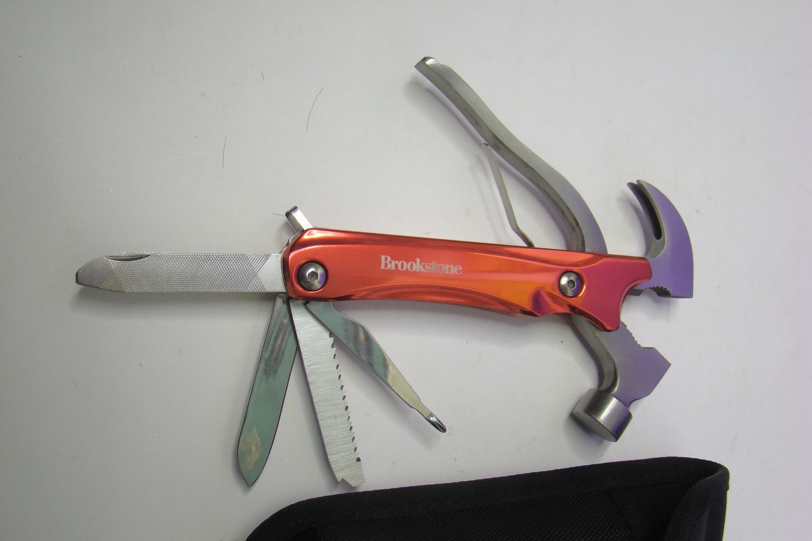 Brookstone 10-in-1 hammer multitool, high strength stainless steel, nylon pouch