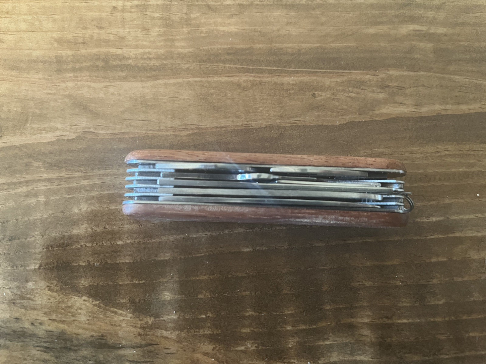 MULTI Function CAMPING TOOL KNIFE Swiss Army Style Wood Grain Engraved “ANDREW”
