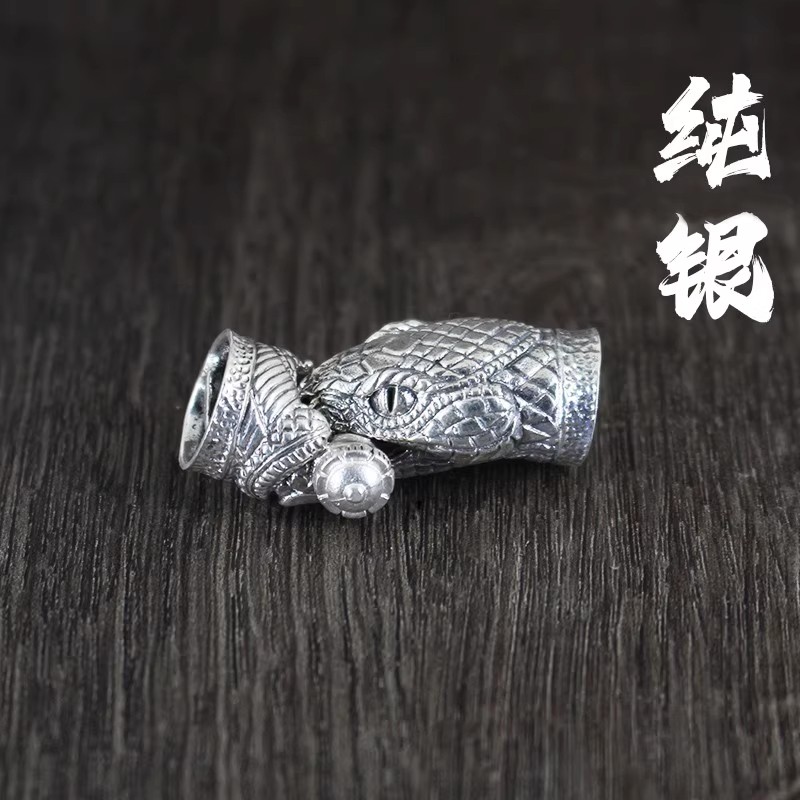 Dragon head bracelet buckle joint snake DIY accessories woven pure brass silver
