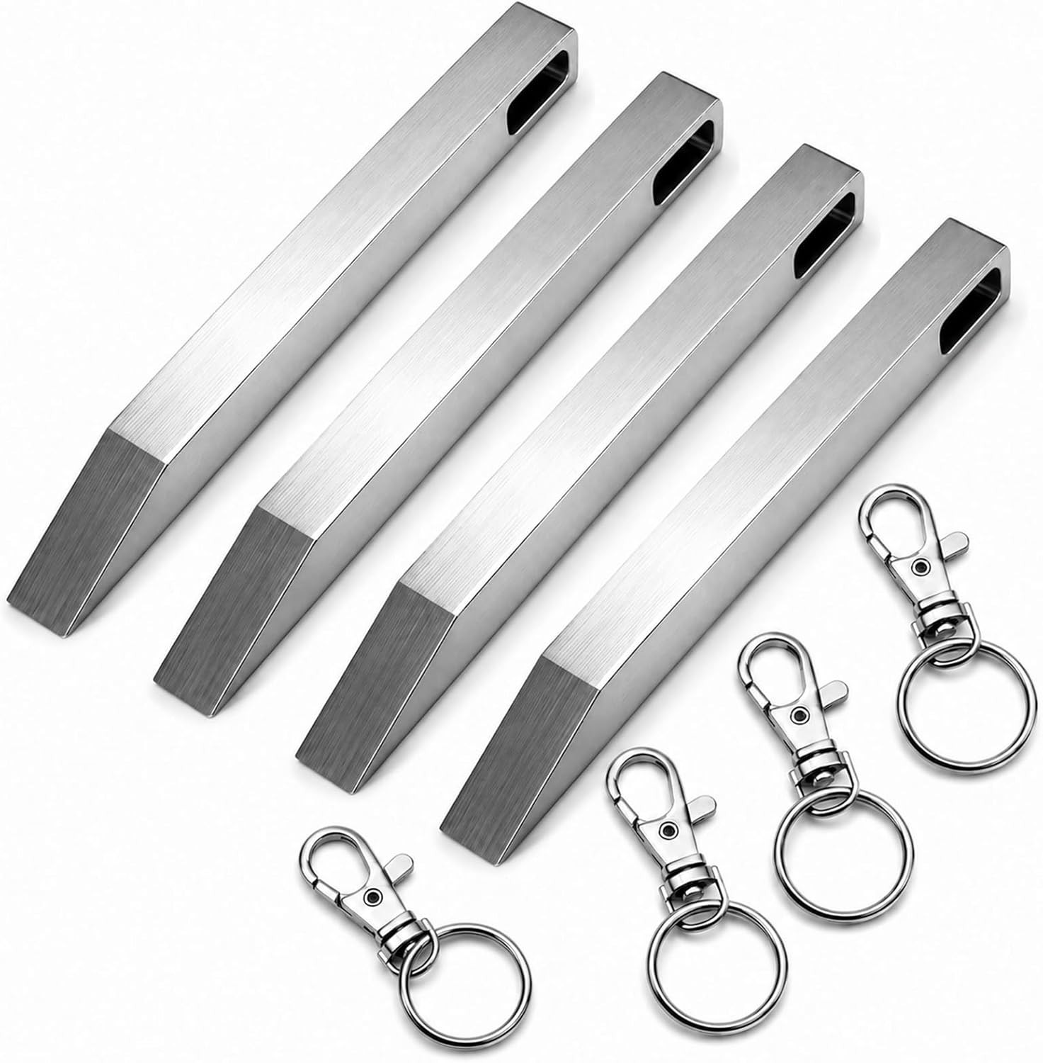 8PCS EDC Pry Bar Keychain Set, 4 Stainless Steel Mini Pry Bars with 4 Key Rings,