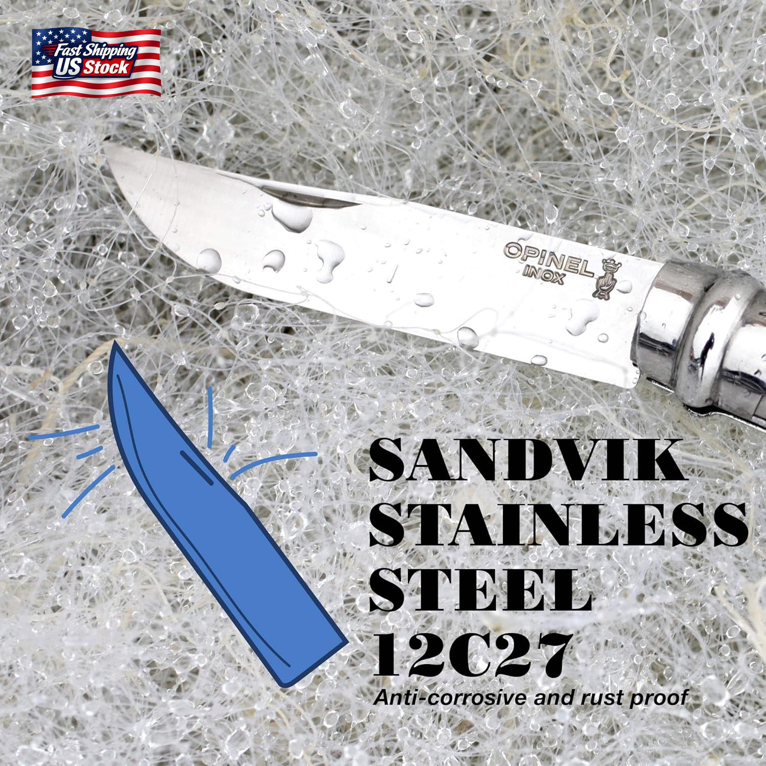 OPINEL No. 08 Stainless Steel Alpine Sheath Box Set, INOX Number 8 Stainless Ste