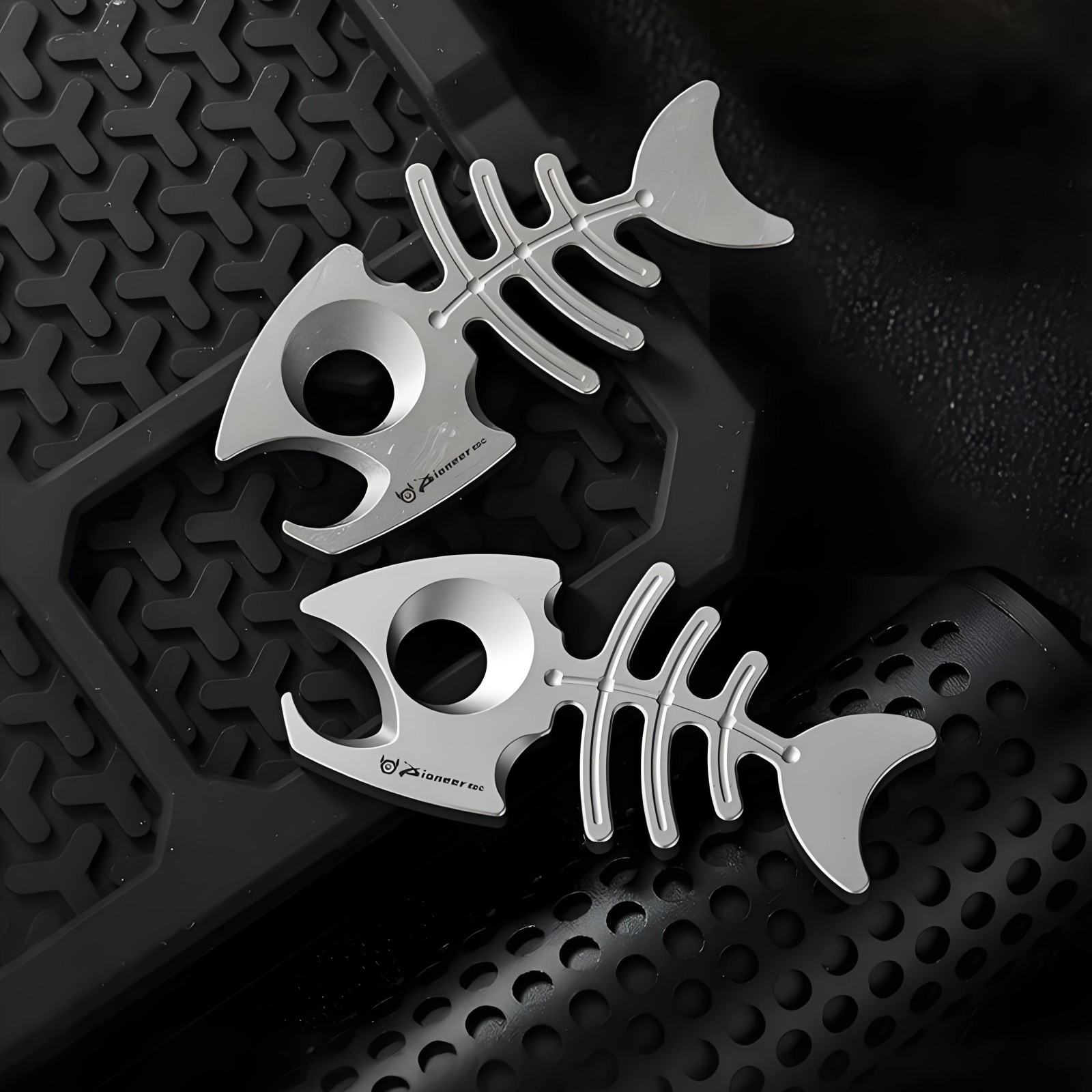Titanium Alloy Fishbone Keychain Bottle Opener EDC Tool Necklace Pendant