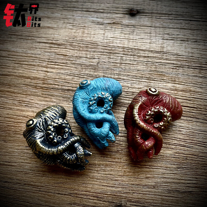 New Pure Brass Octopus Beads Pendant Paracord Decorations Edc Multif Tools