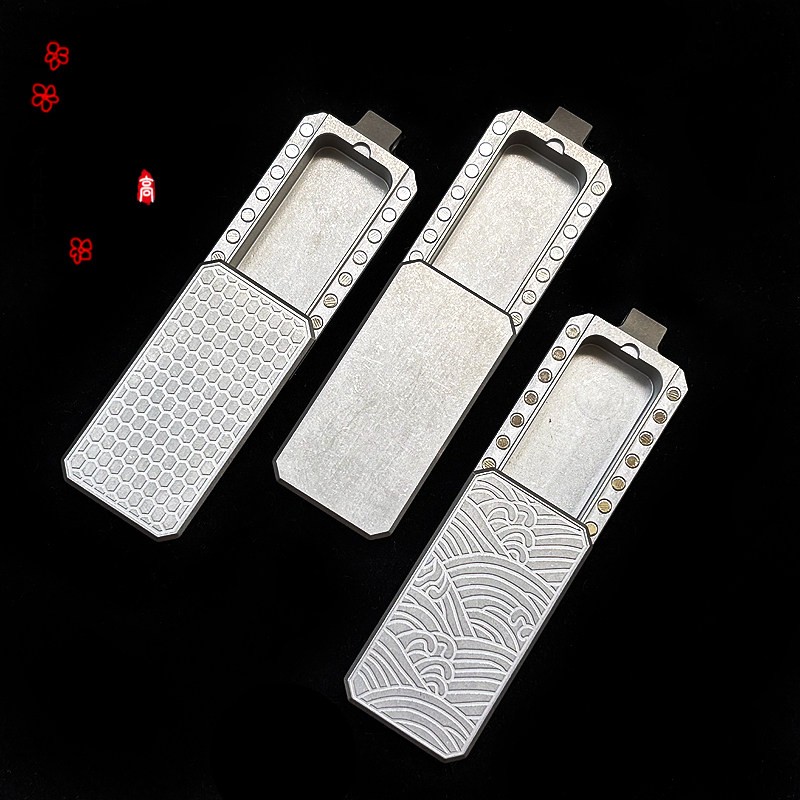 Titanium Alloy EDC Dog Tag Necklace Storage Box Mechanical Slider Fidget Toy