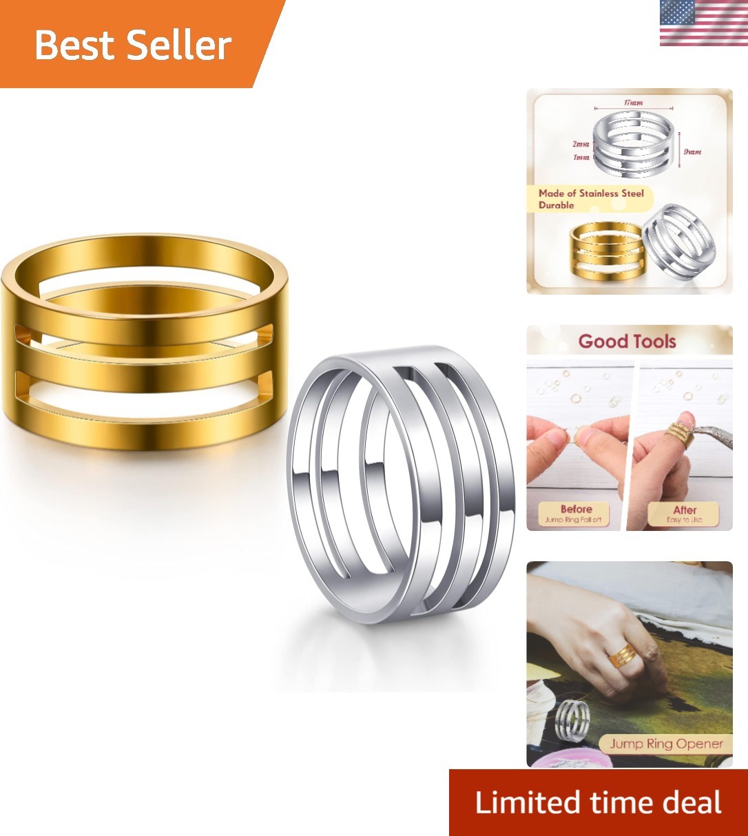 Exquisite 2-Piece Jewelry Ring Opener Set – Durable & Fashionable Design