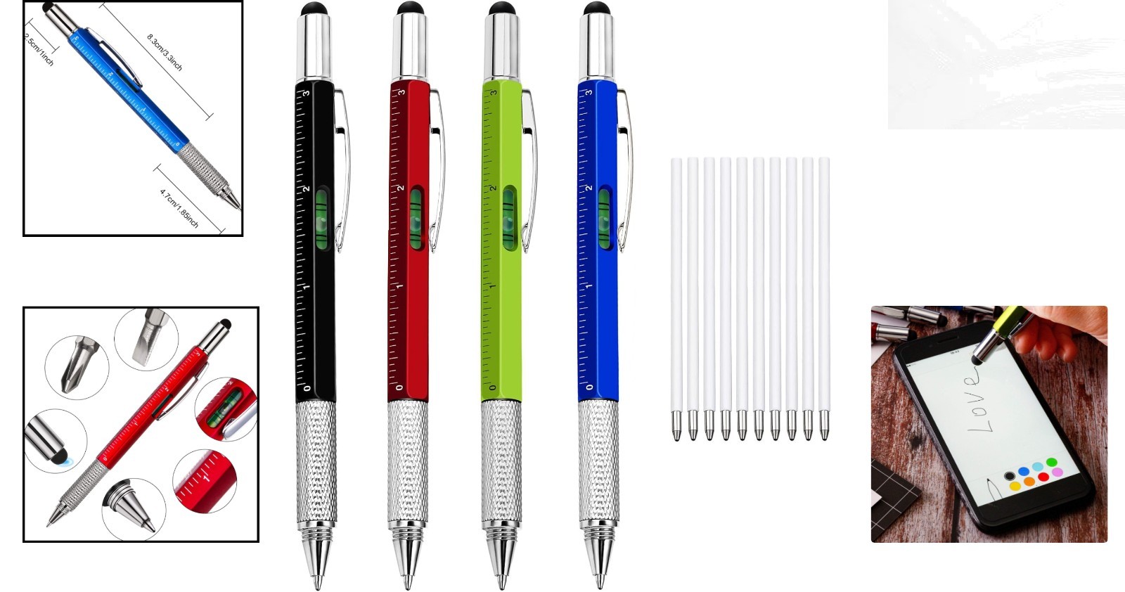 Portable 6-in-1 Multi-Tool Pen Set with Refills – Perfect for DIY Lovers