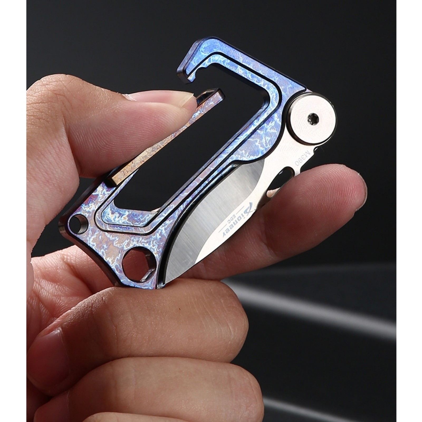 Titanium Alloy EDC Keychain Carabiner Multi Tool Gear with Knife Durable