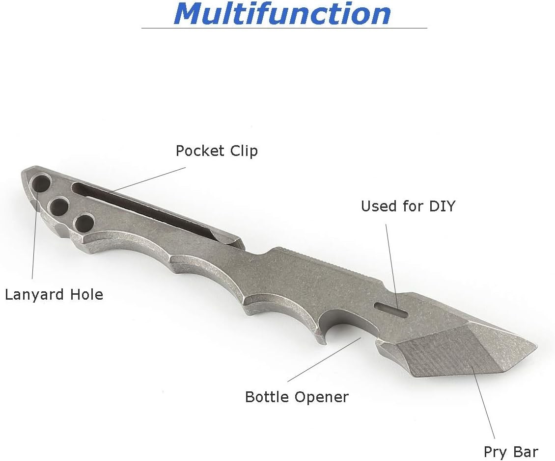 Titanium Pry Bar EDC Multi Tool with Bottle Opener Box Opener Clip Function (…