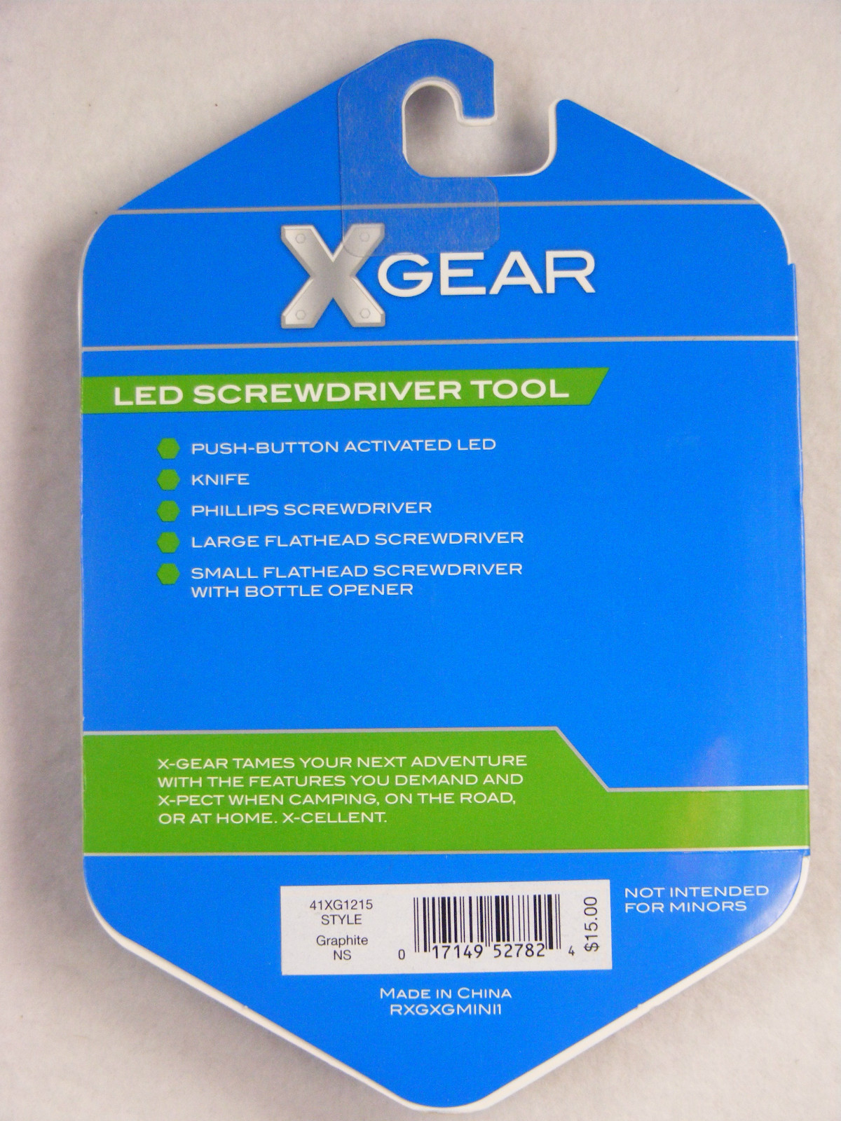 X-Gear LED Light Tool Stainless Steel Gray 6 Tools Survival Camping Hiking