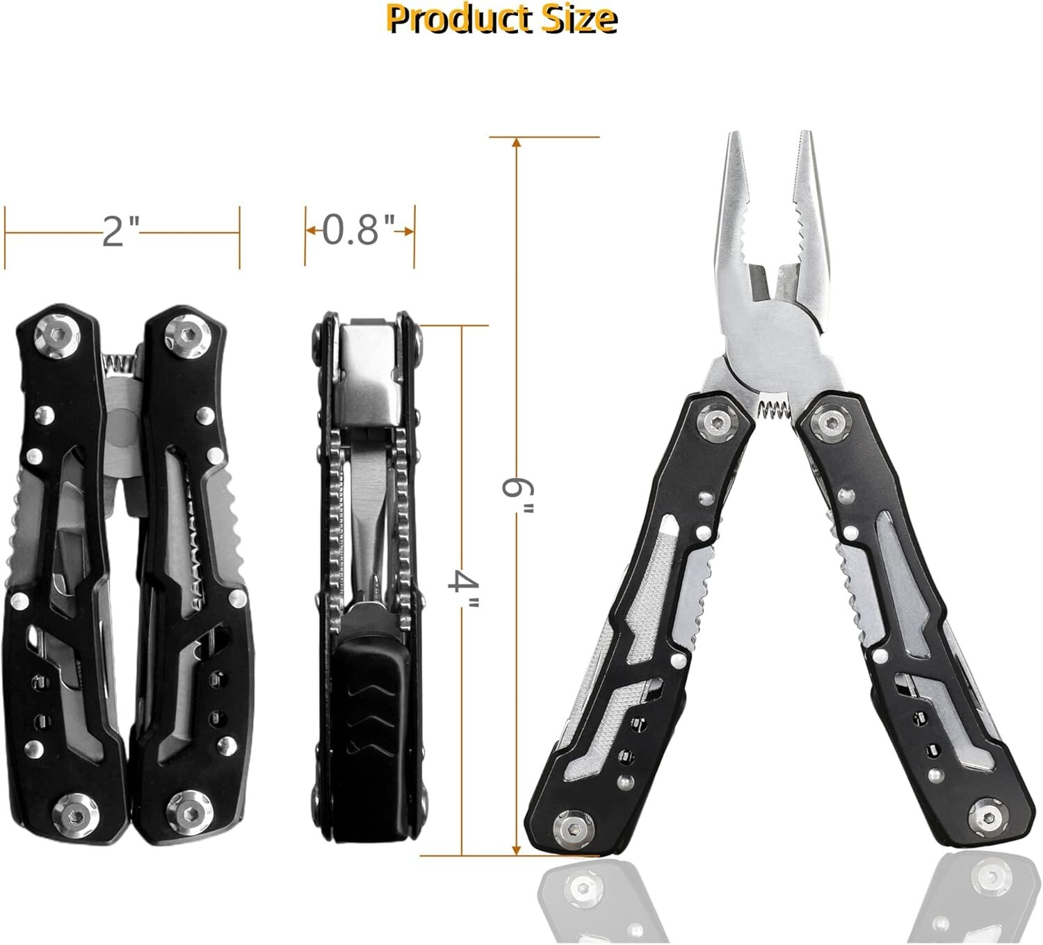 14-in-1 Stainless Steel Multi-Tool Pliers with Knife Screwdrivers & Nylon Sheath