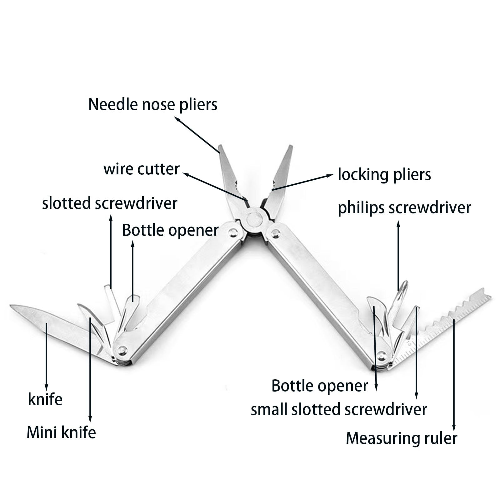Multi-Tool Pliers 11-in-1 Stainless Steel Pocket Multi-Tool with Durable Shea…