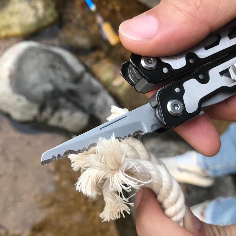 1pc Portable Stainless Steel MultiTool Plier Camping Outdoor Knife Gift For Men