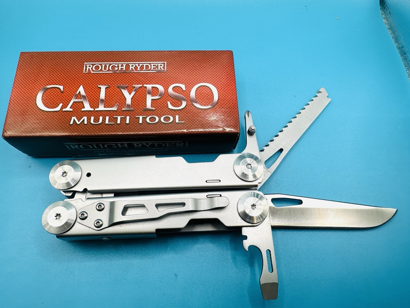 Rough Ryder 2515 Calypso Multi-tool D2 KNIFE BLADE Stainless Steel Handle NICE!