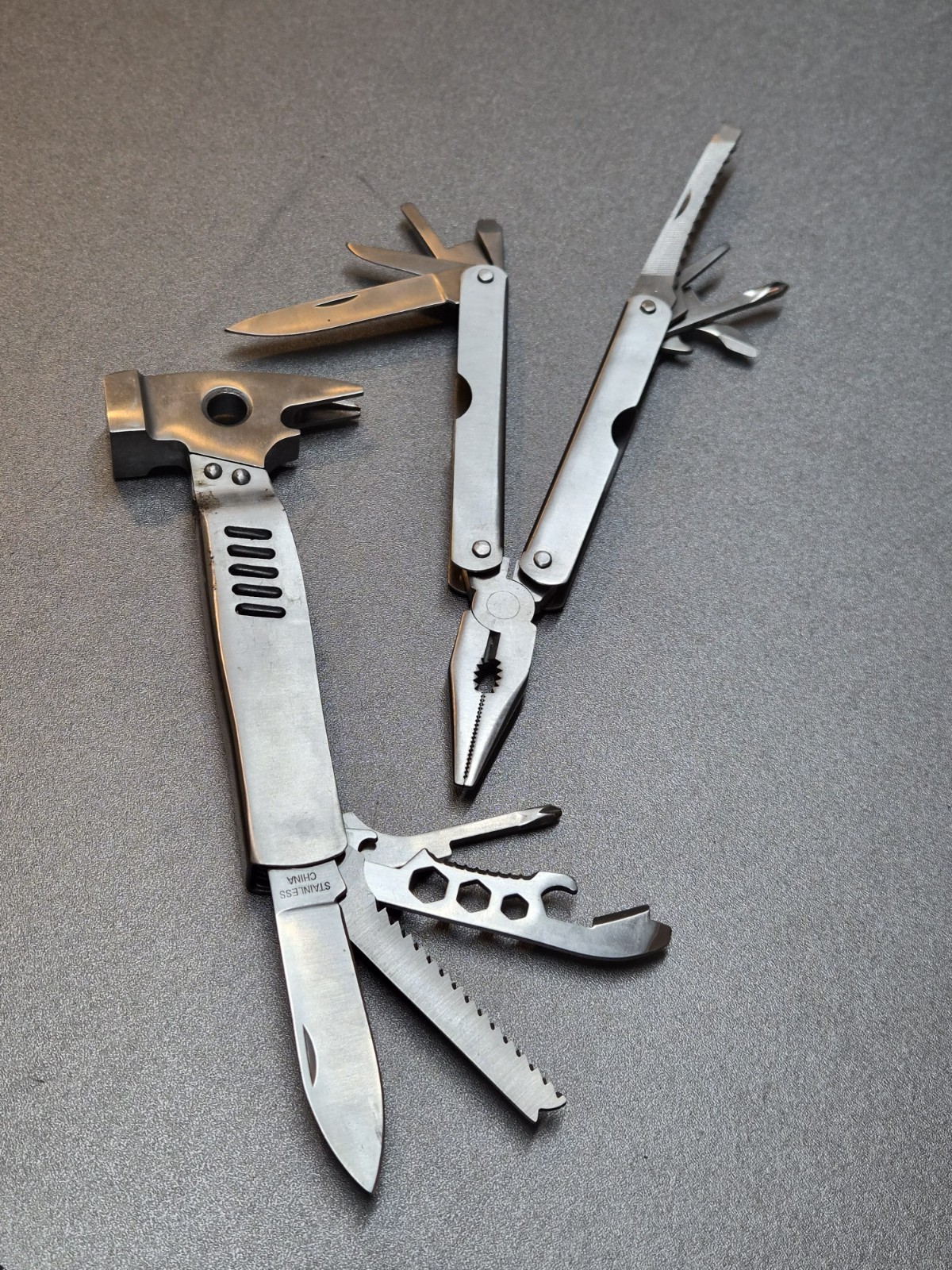 Stainless Steel Multi Tool Hammer & Folding Pliers Set w/ Carry Case