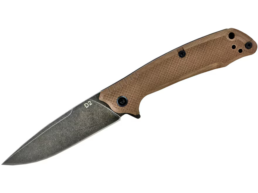 American Buffalo Knife & Tool Desert Pocket Knife 3.5″ Drop Point D2 Stonewashed
