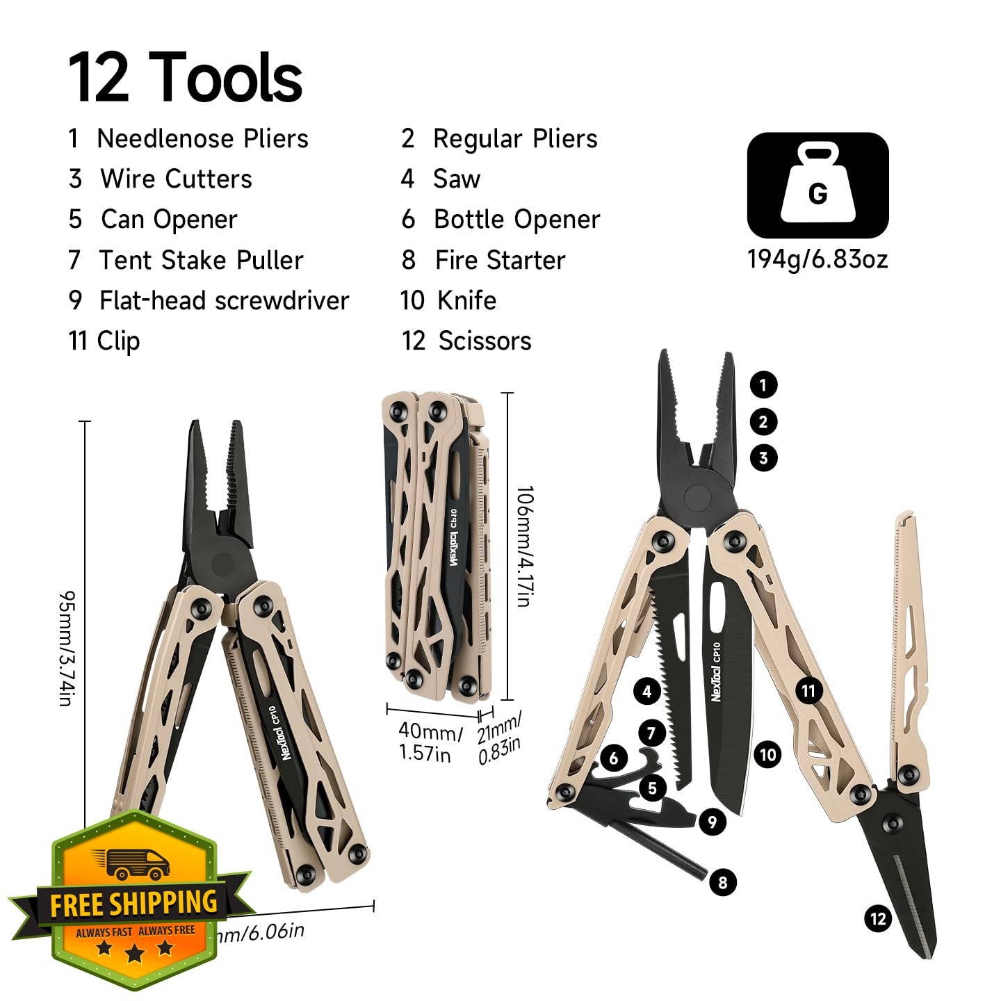 NEXTOOL Camper CP10 Multitool 12-in-1