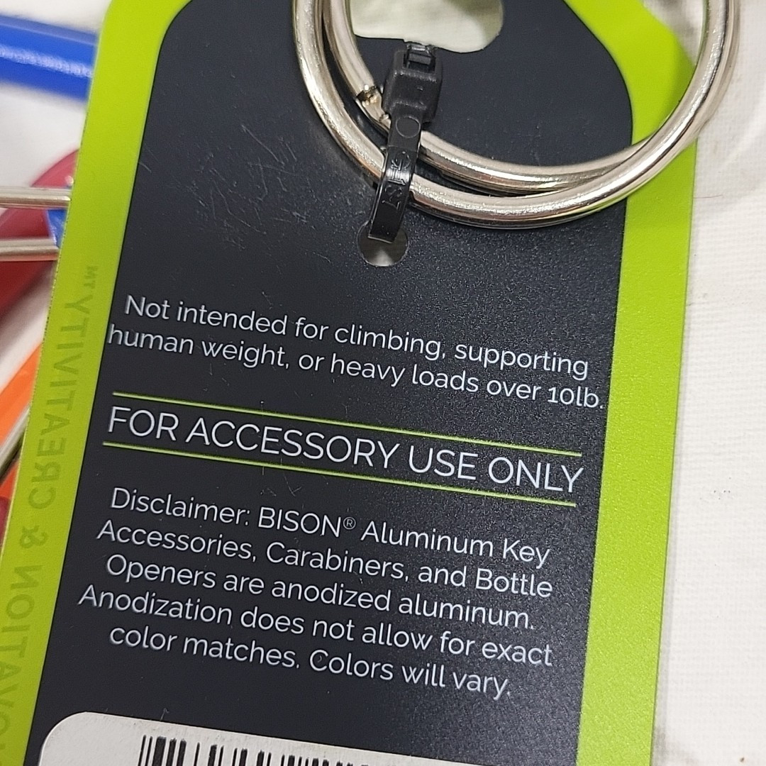 Bison Innovation Carabiner Clips Set Of 3 Plastic Color-Coded Hiking Camping New