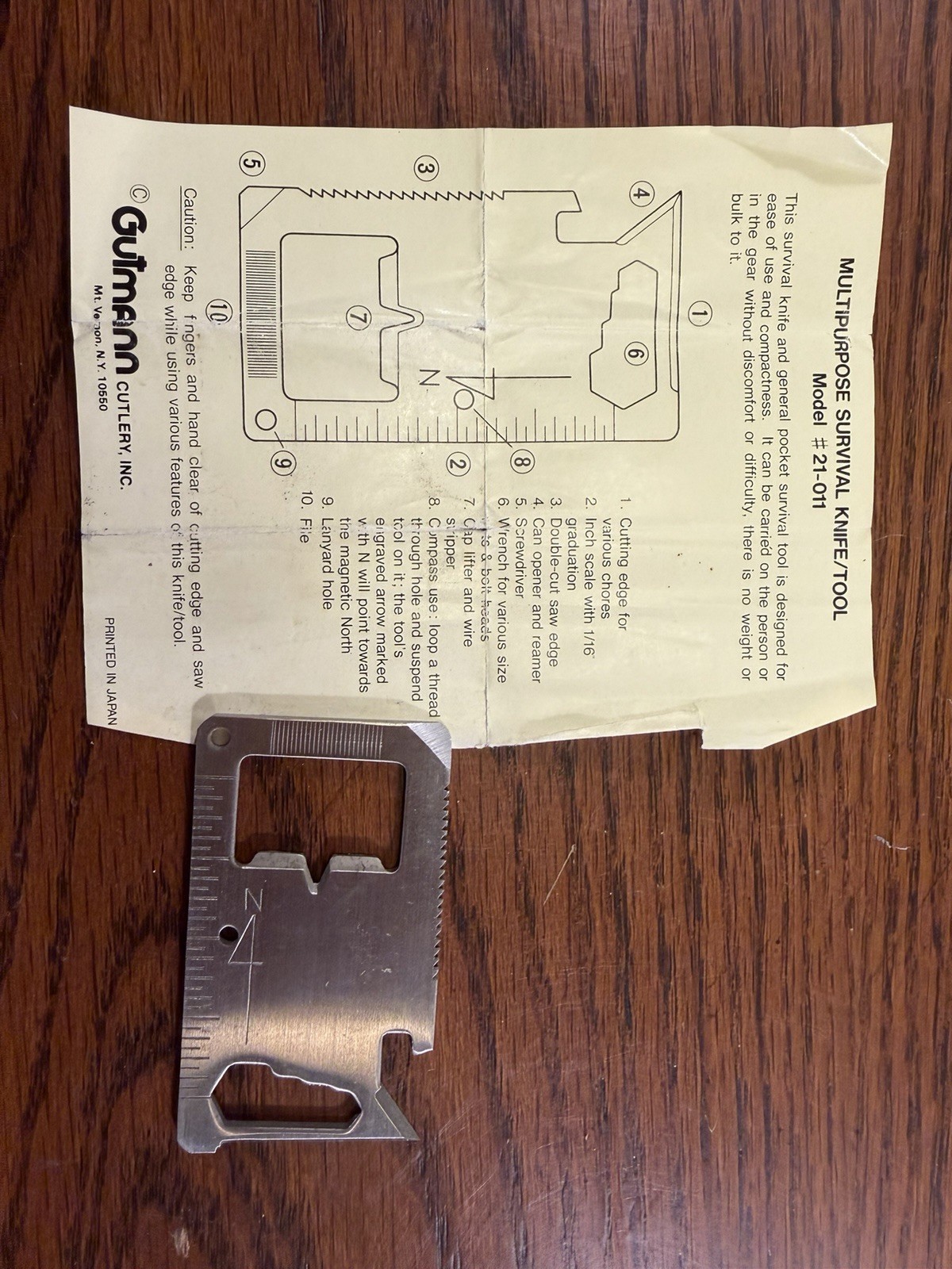 Vintage Gutmann 21-011 Survival Multi-Tool Card Knife w/ Case & Instructions