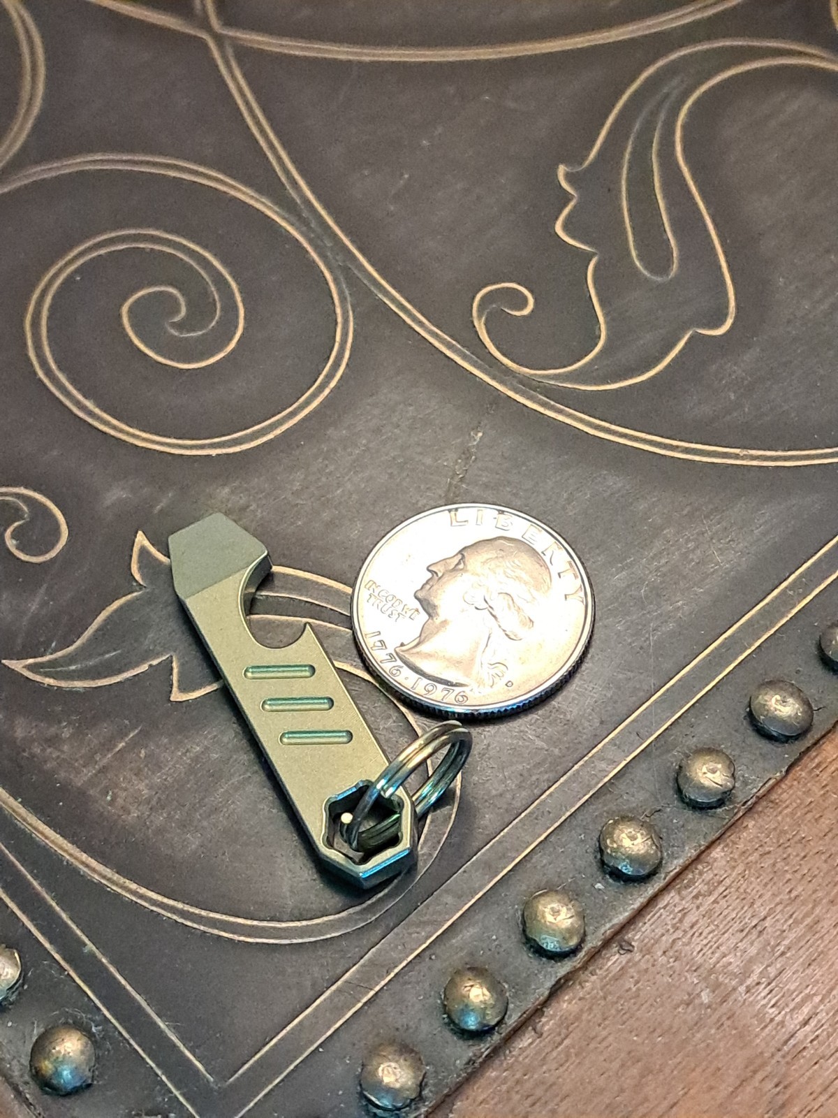 Mini EDC Anodized Gold Titanium Keychain Bottle Opener