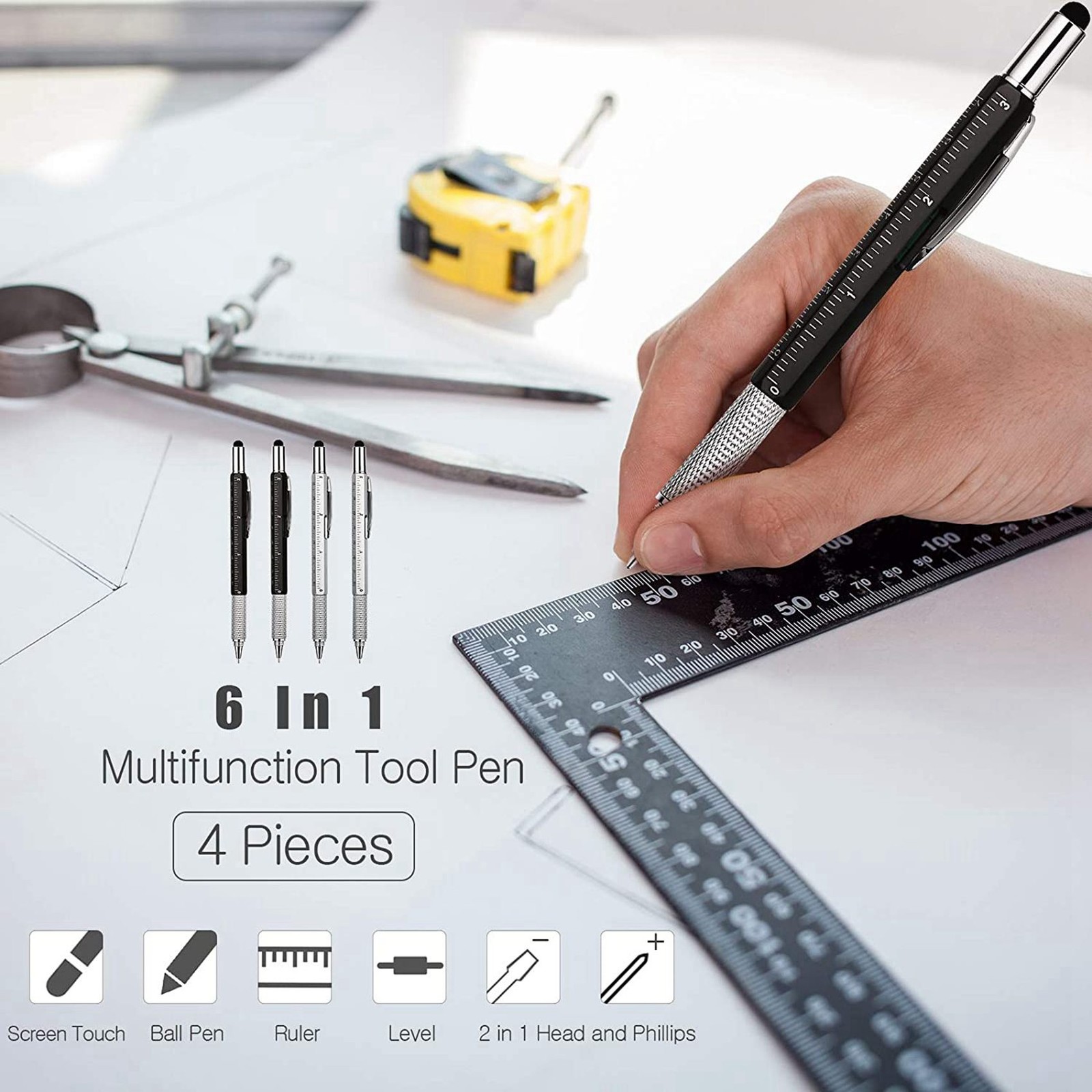 8 Pcs 6-In-1 Multitool Ballpoint Pens Gift Tool Pen Personalized Pen with5977