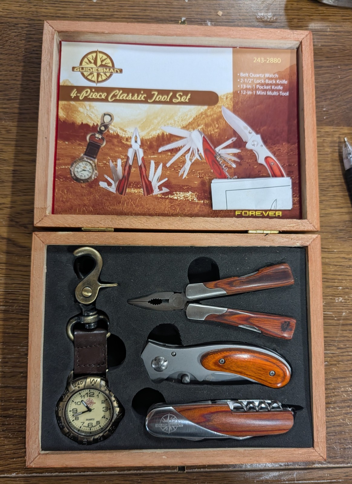 Guidesman 4 pc Classic tool set in box 243-2880 Broken clasp on watch! Guarantee