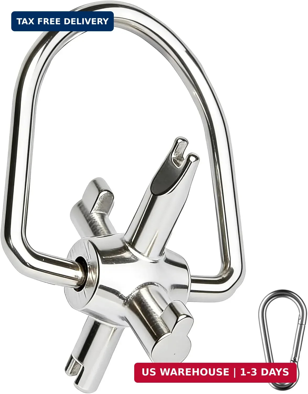 HVAC Tools, Locking Cap Key for Refrigerant Safety Caps, Universal Triple Use Mu