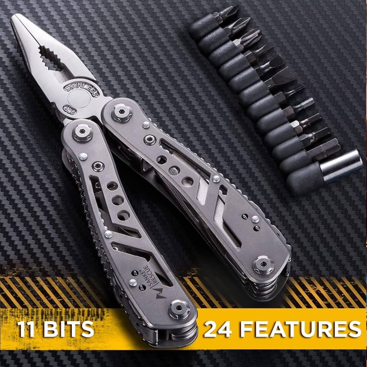 Multitool 24-in-1 with Mini Tools Pocket Knife Pliers 11 Bits Outdoor Camping