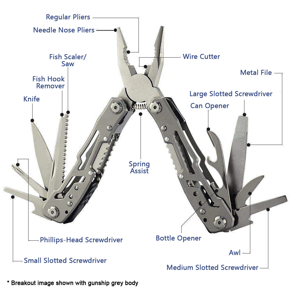 14-in-1 Foldable Stainless Pocket Heavy-Duty EDC Multi-Tool With Sheath