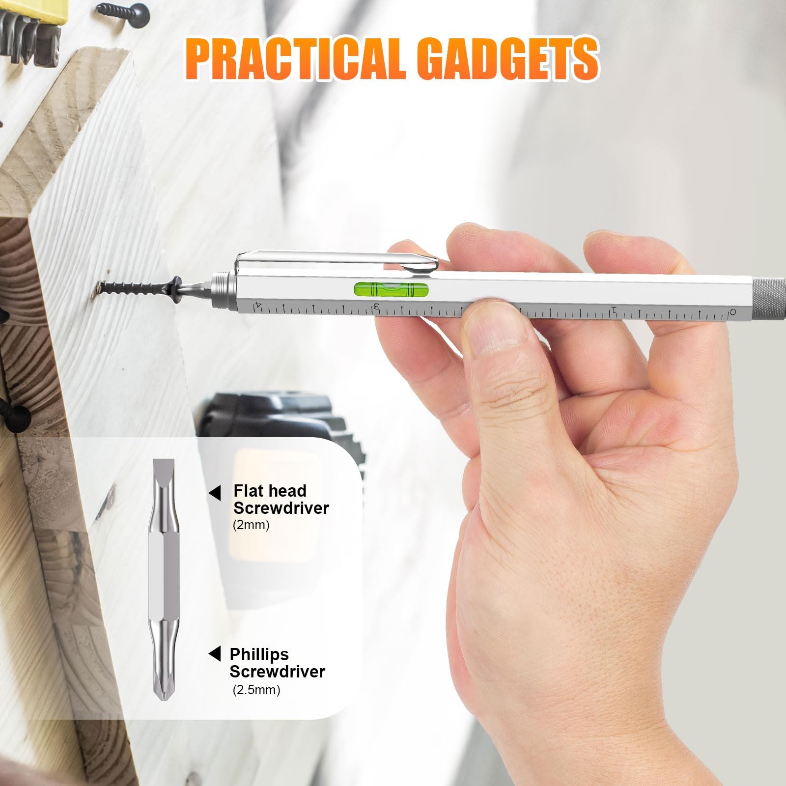 6 In 1 Multi Tool Pen Set with Ruler Level Ballpoint Pen for Men Dads