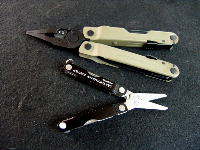 LEATHERMAN REBAR-COYOTE TAN-MULTI TOOL & MICRA-EXCELLENT-BOTH W/ POUCHES-LOT- 2