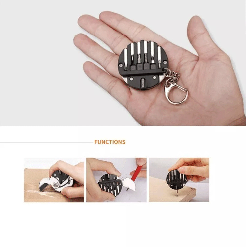 Outdoor EDC Mini Coin Keychain Folding Knife Screw Driver Camping Multi-tools