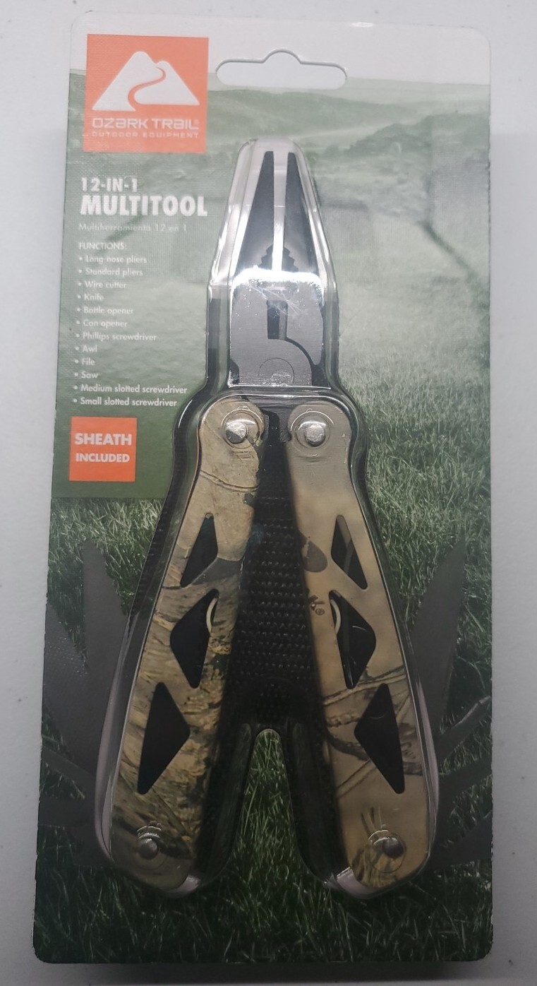 OZARK TRAIL 12-IN-1 Camo MULTITOOL Includes Bonus Sheath Camping Auto Survival