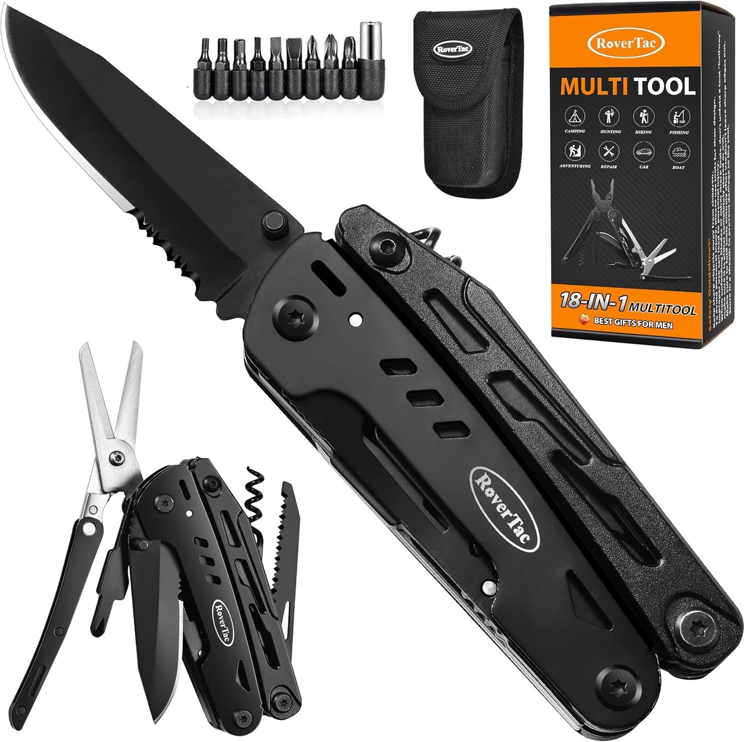 Versatile 18-in-1 Pocket Multitool with Safety Lock – Essential Camping Gear