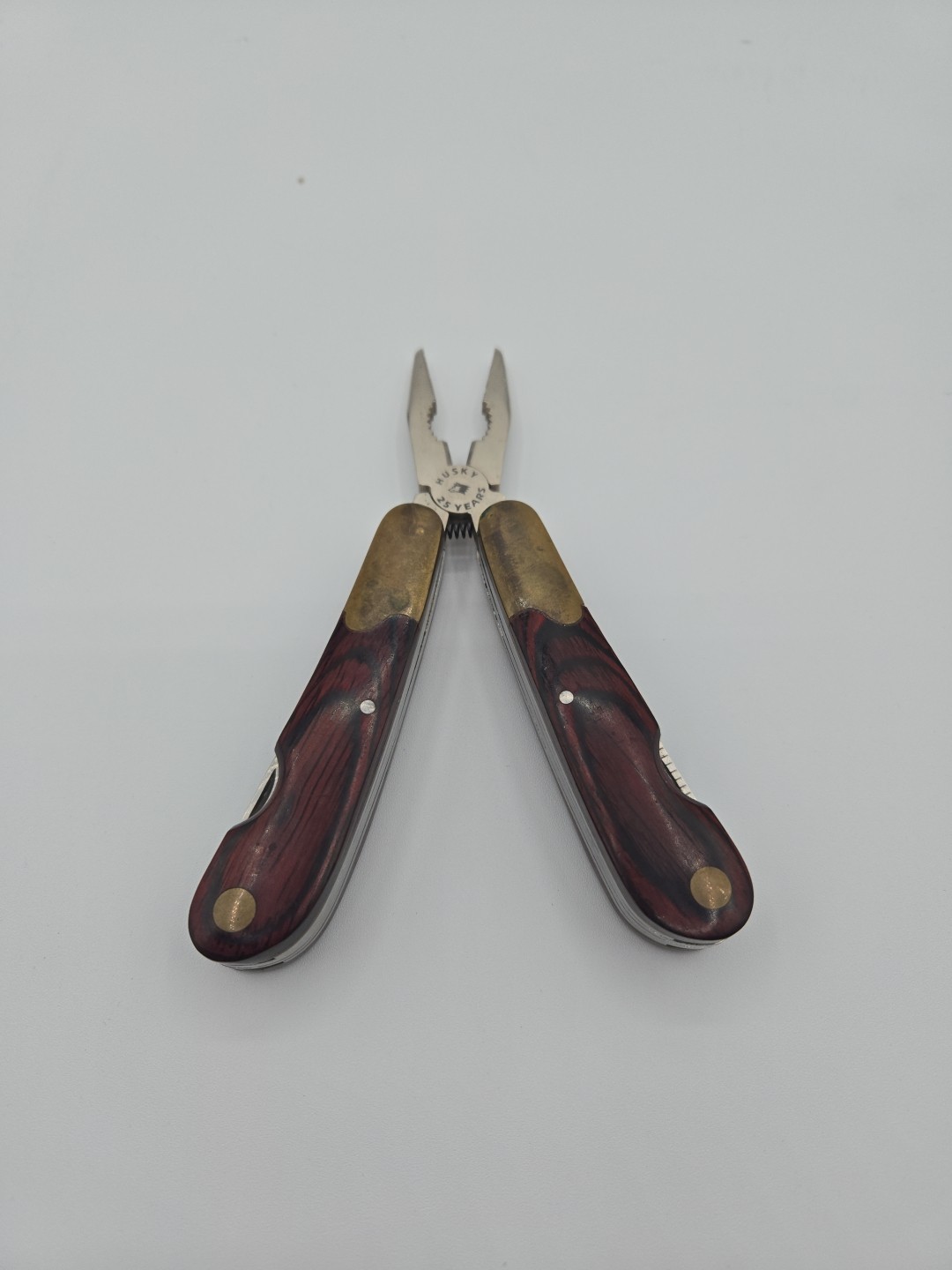 HUSKY 25 Years 25th Edition Multi Tool Camping Brass Wood Pocket Knife Pliers