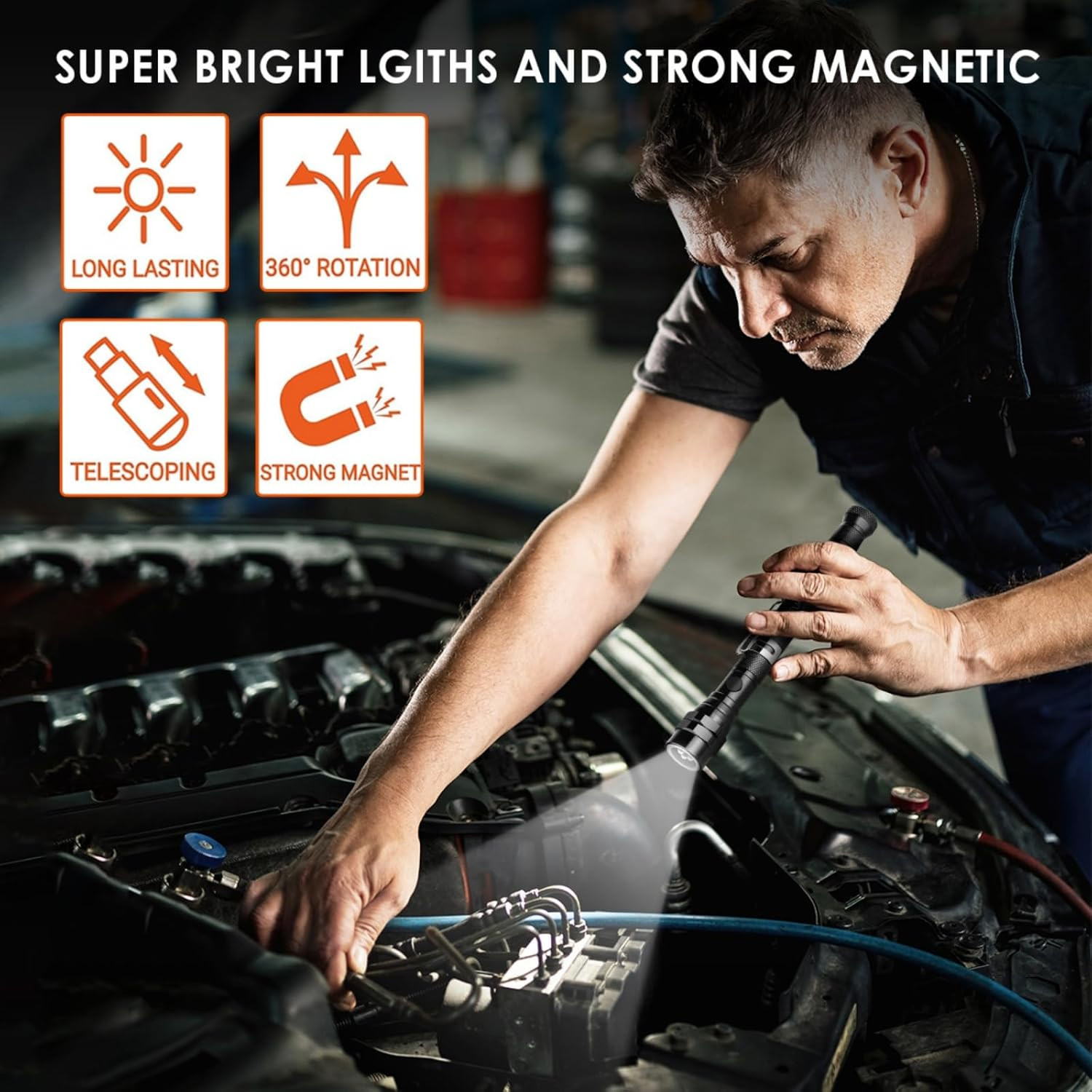 Valentines Day Gifts for Men, LED Magnetic Pickup Tool, Stocking Stuffers for Ad