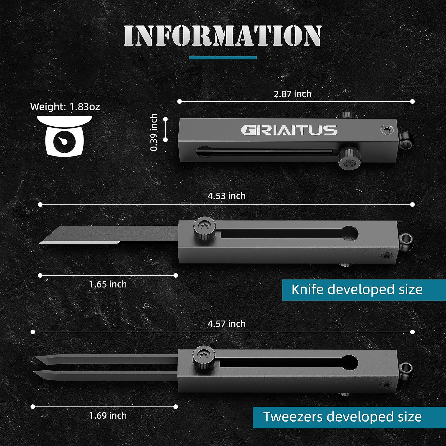 EDC 2-in-1 Pocket Knife Box Cutter and Keychain Precision Tweezers Multitool