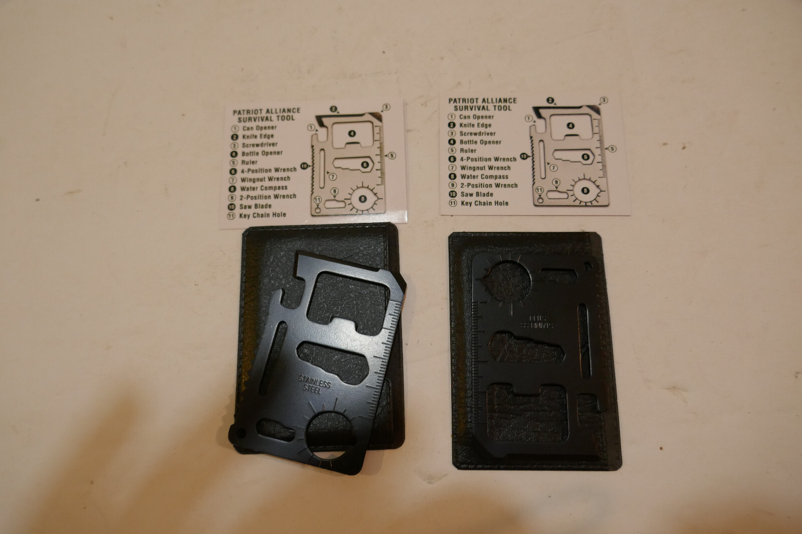 2 x 11 in 1 Multi Tool pocket wallet thin survival outdoor credit card knife
