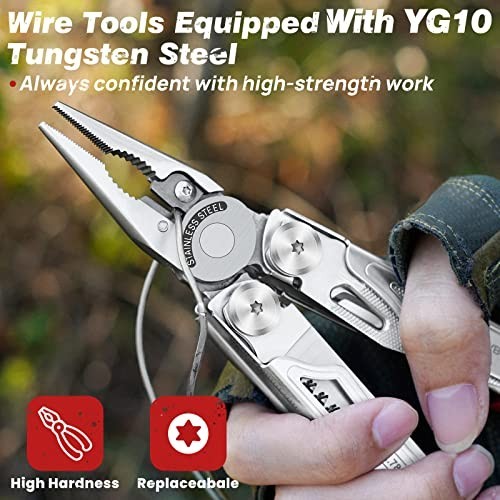 Multitool Pliers 22 in 1 Stainless Steel with Flint Window Breaker Scissors