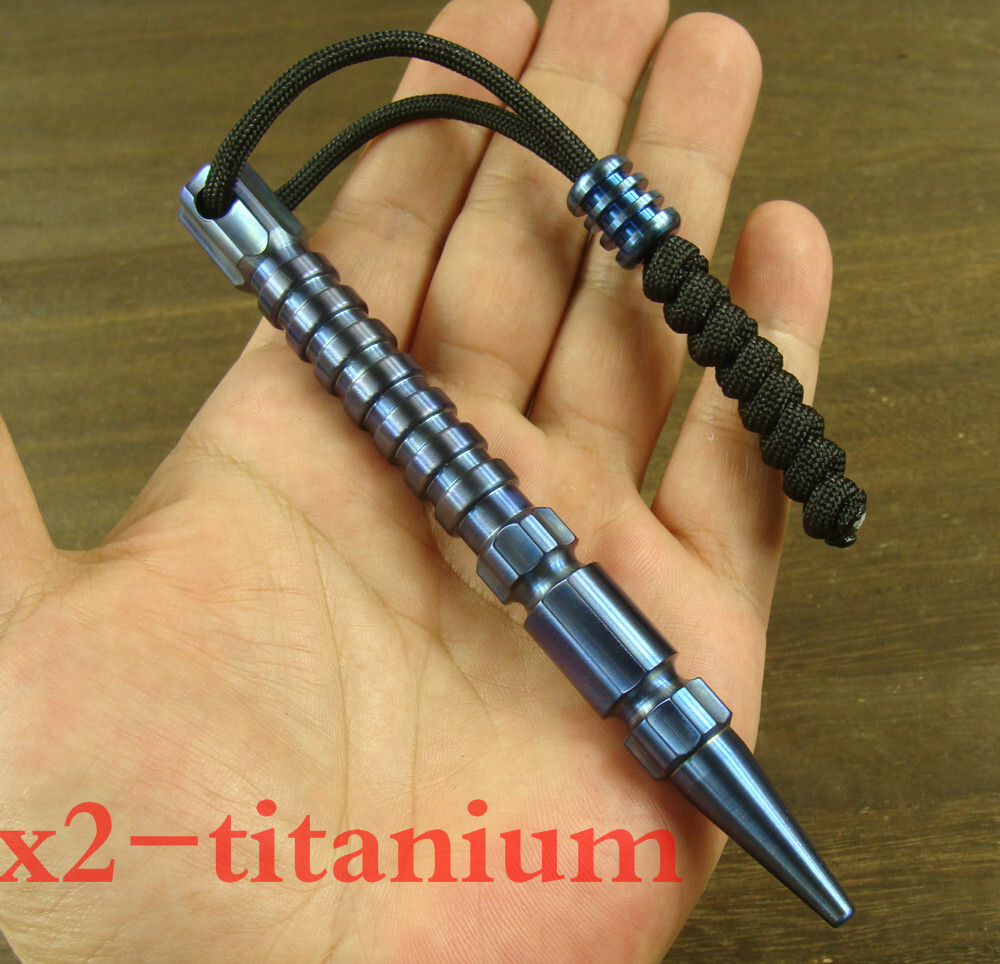 Solid Titanium Blue EDC Pocket cool stick tool Lanyard bead anti-allergy XH451E
