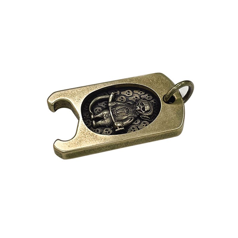 Retro Brass Skull Personality Penant Card Keychain Fashion Necklace Opener EDC