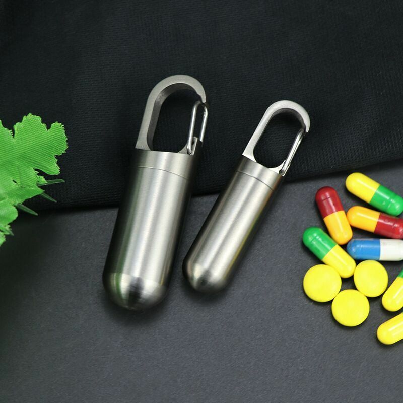 Titanium Keychain Waterproof Box Integrated Medicine Pill Box EDC Survival Boxes