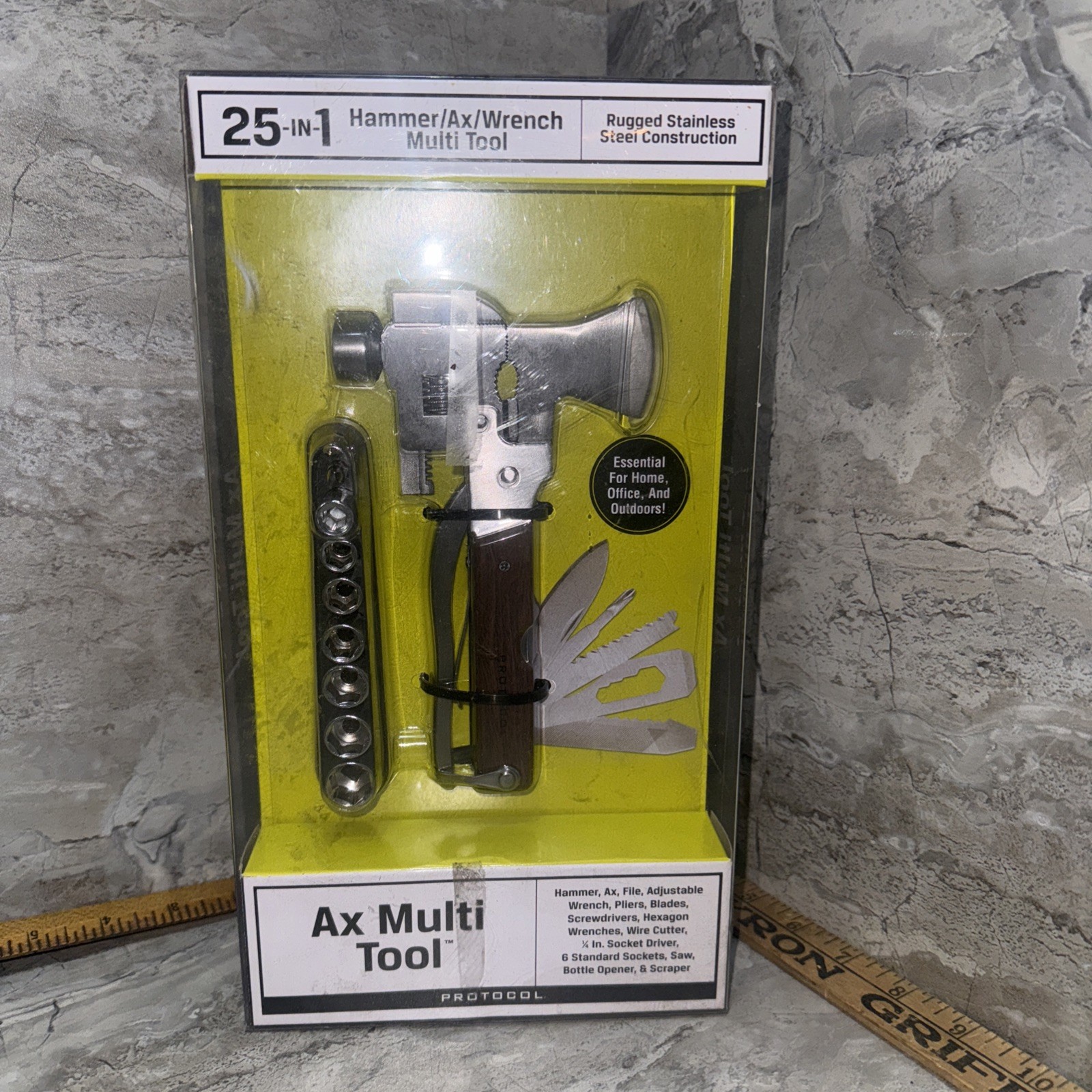 Protocol 25-in-1 Emergency Axe Hammer Wrench Screwdriver Multi Tool New Sealed