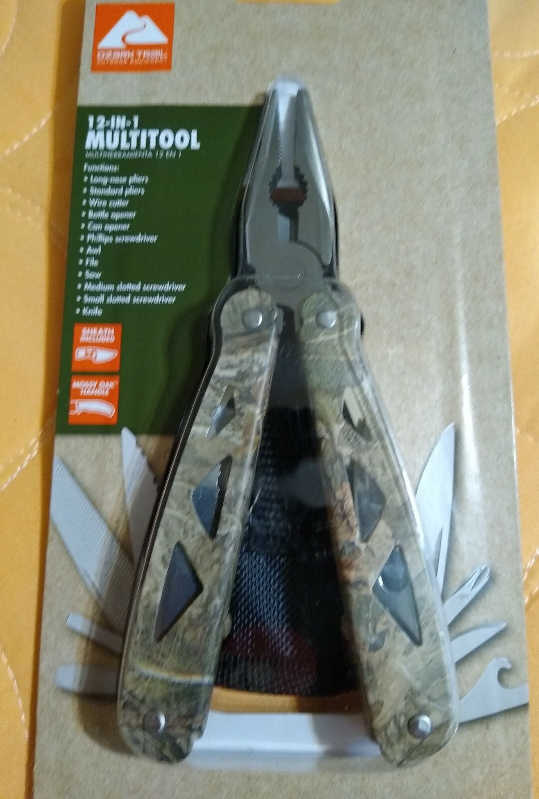 OZARK TRAIL 12-IN-1 MULTI TOOL WITH SHEATH MOSSY OAK CAMO HANDLE NEW! FREE SHIP!