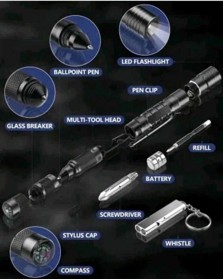 Stocking Stuffers Gifts for Men, 12-IN-1 Tactical Pen Multitool Pen Survival