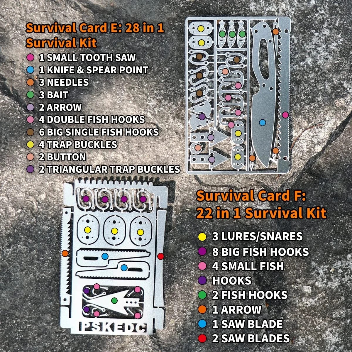 12 Pcs Survival Multitool Card Emergency Camping Tool EDC Kit in Your Wallet …