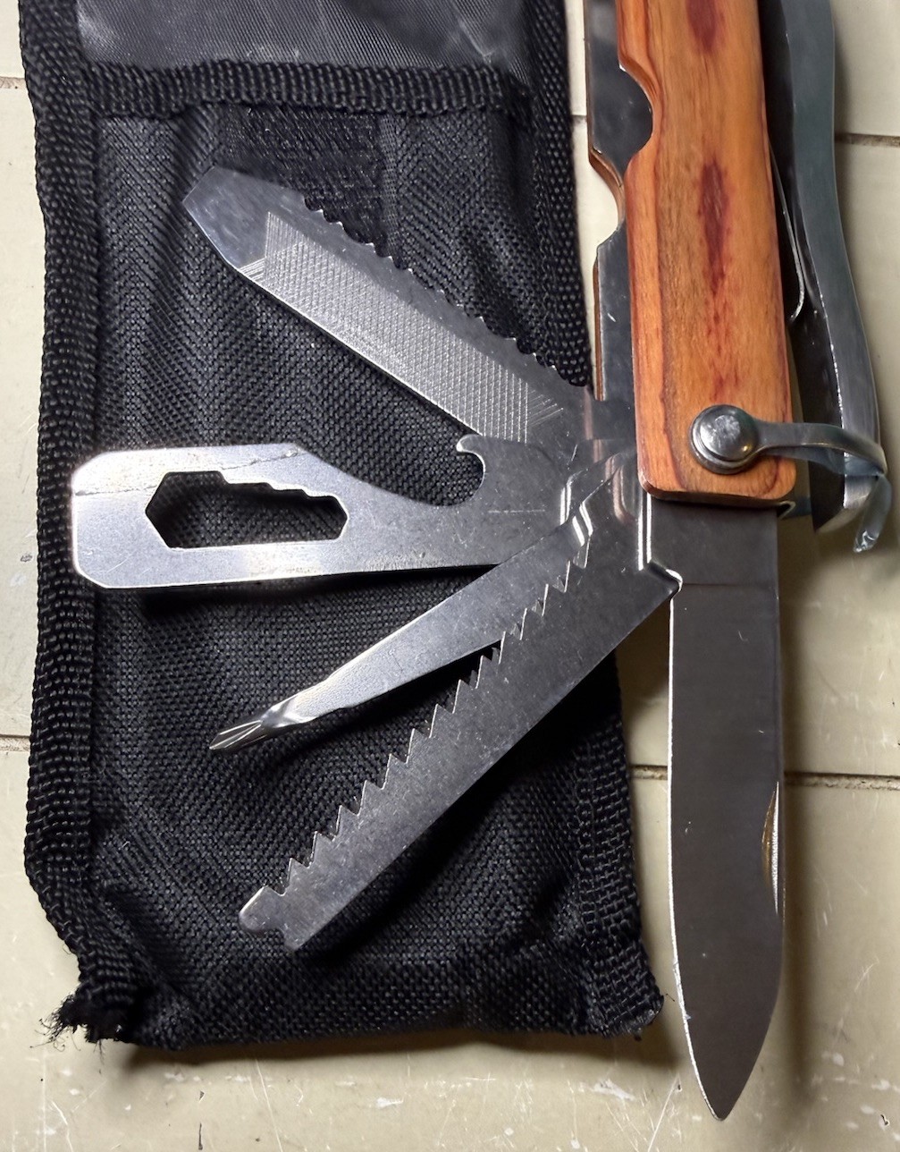 Camping Axe Hammer Folding Multi Tool Knife Saw w/Sheath