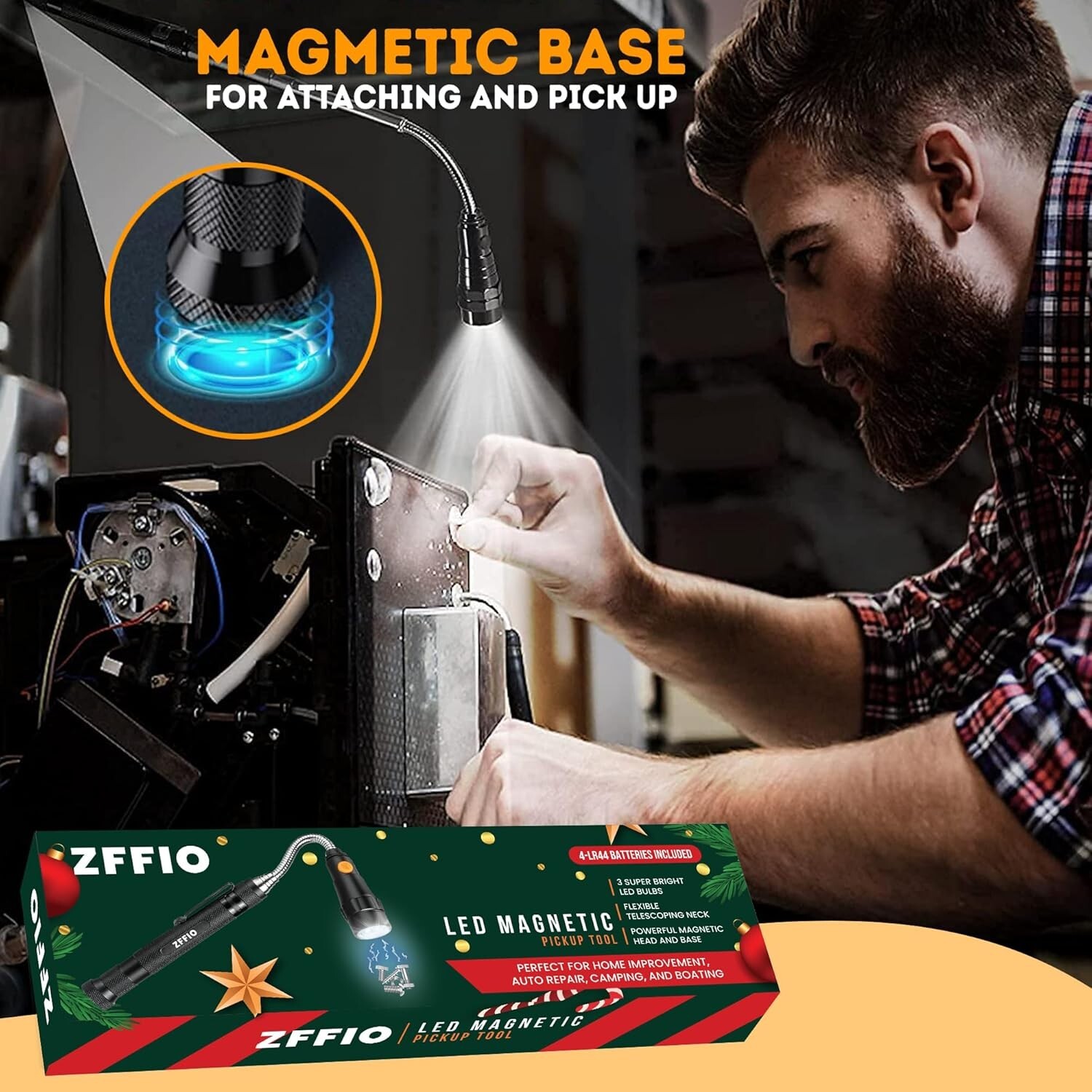 Magnetic Flashlight Pickup Tool Stocking Stuffers White Elephant Gifts