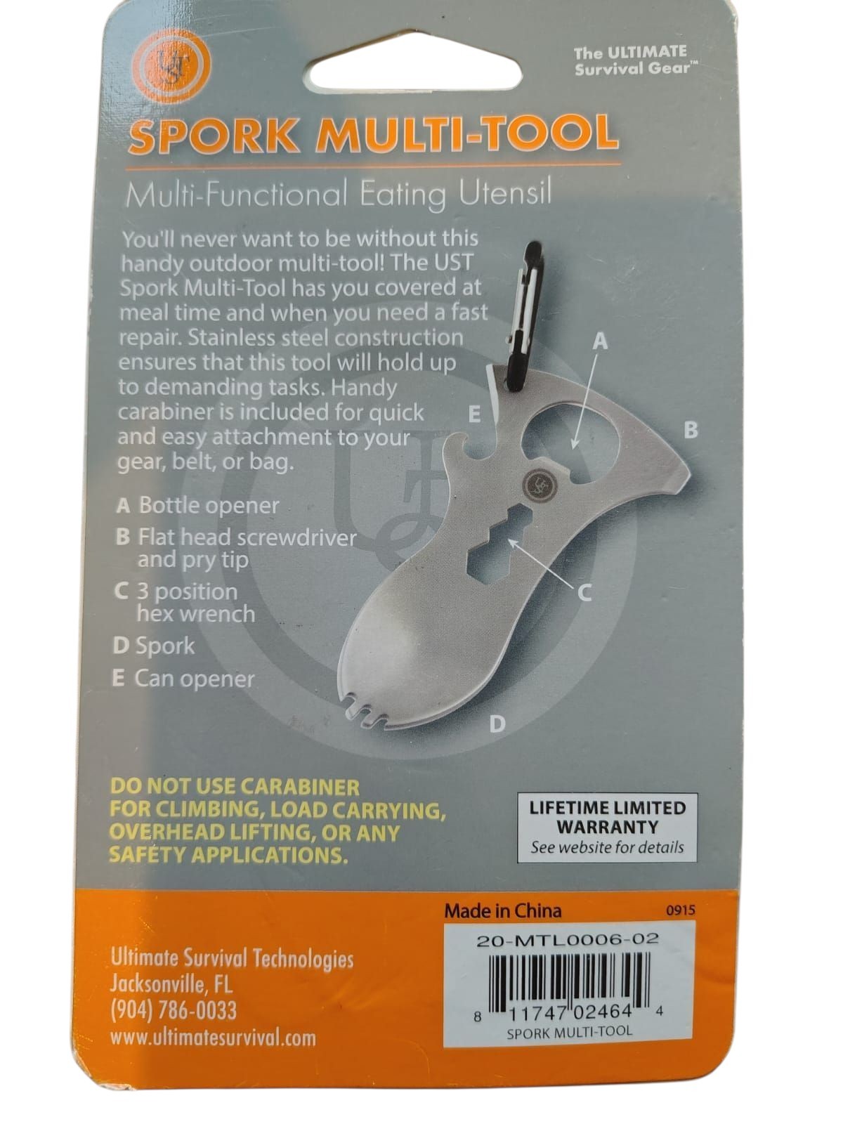 UST Tool a Long Multi Tool Pocket Keychain Bug Out Bag Survival Gear/spork
