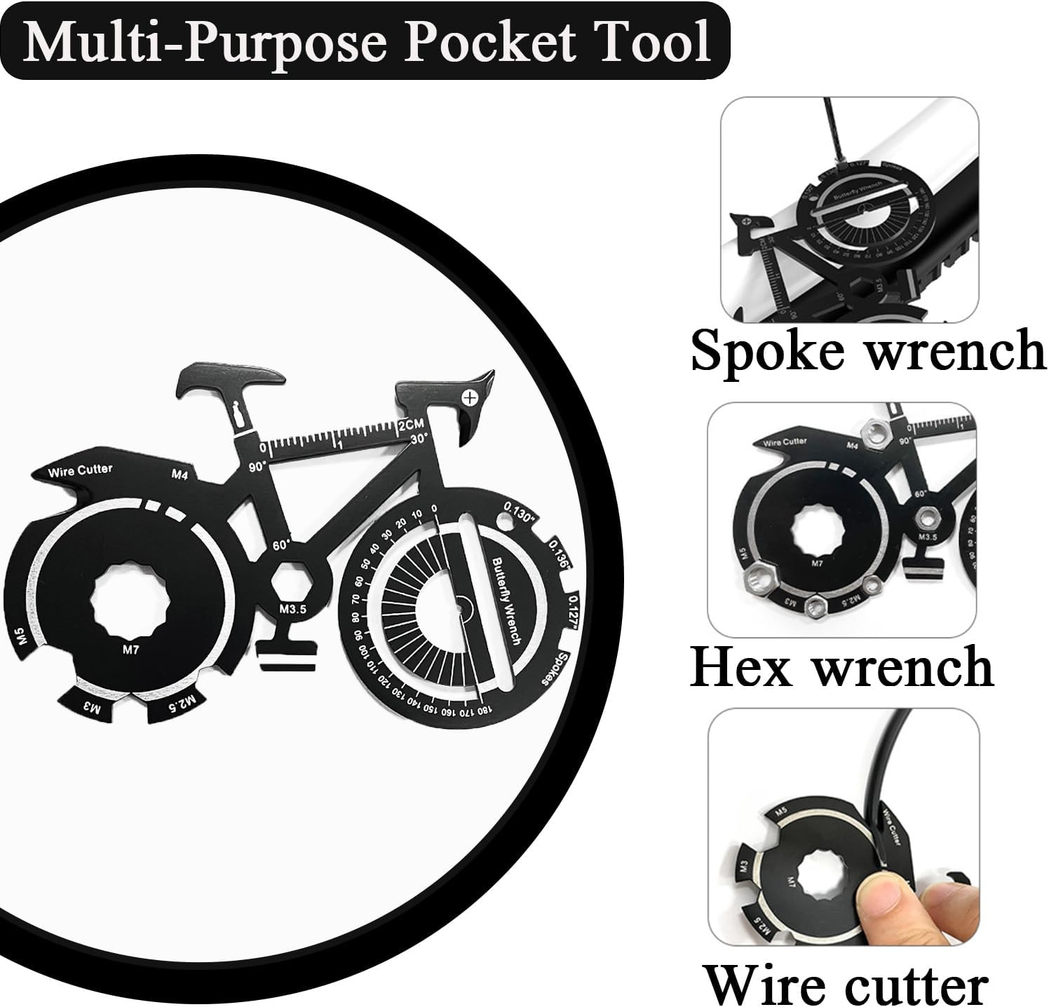 1 Pc Multitool Card 20-In-1 Bike Shape Multi-Purpose Pocket Tool for Outdoor Spo